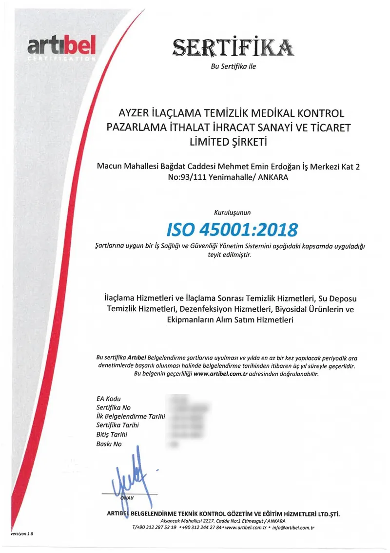 Belgelendirme ISO 45001:2018 İş Sağlığı ve Güvenliği